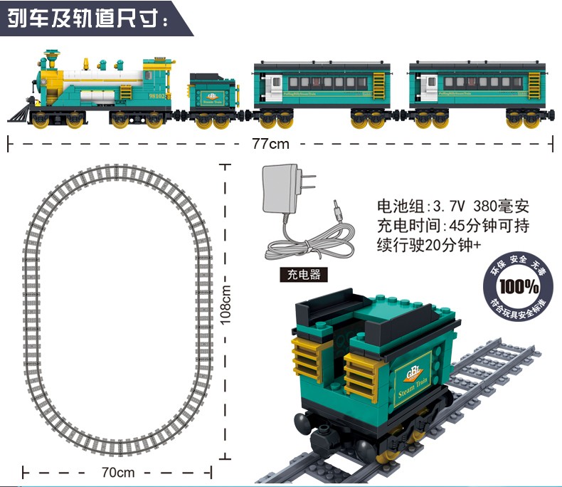 GBL-Electrico-de-Juguete-Bloque-de-Construccion-Ladrillos-Ninos-Juguetes-Tren-de-Vapor-Billy-Resoplando-compatible-todas-marcas-32742581843