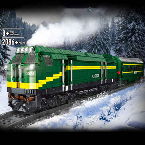 12001 MOULD KING THE GREEN DIESEL LOCOMOTIVE TRAIN WITH REMOTE CONTROL | TRAIN